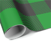 Papier Cadeau Plaid de buffle noir et vert (Coin rond)