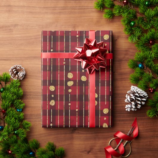 Papier Cadeau Plaid de buffle rouge et noir (Cadeau de vacances)
