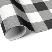 Papier Cadeau Plaid de contrôle de Buffalo blanc et noir - (Coin rond)