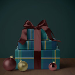 Papier Cadeau plaid de Noël classique fêtes simple