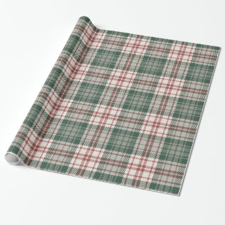 Papier Cadeau Plaid de Noël Classique - Rouge, Vert et Crème