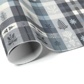 Papier Cadeau Plaid de Noël Flocon de neige & Arbre (Coin rond)
