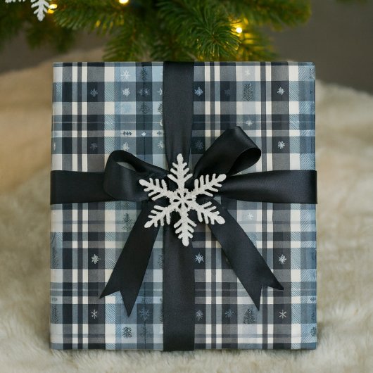 Papier Cadeau Plaid de Noël Flocon de neige & Arbre