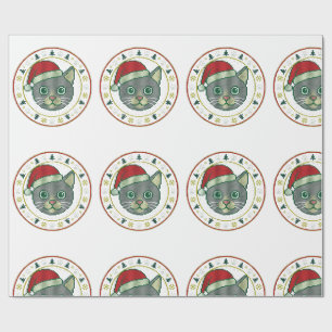 Papier Cadeau Plaid de Noël Ours en Tricot Chapeau de Père Noël