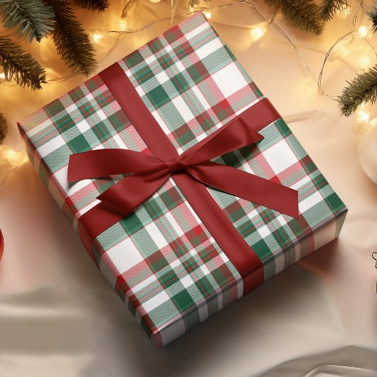 Papier Cadeau Plaid de Noël Rouge et Vert