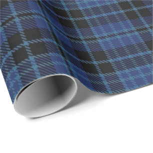 Papier Cadeau Plaid de tartan blanc écossais de noir bleu de
