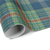 Papier Cadeau Plaid de vacances classique Stylé Vert & Navy Noël (Coin rond)