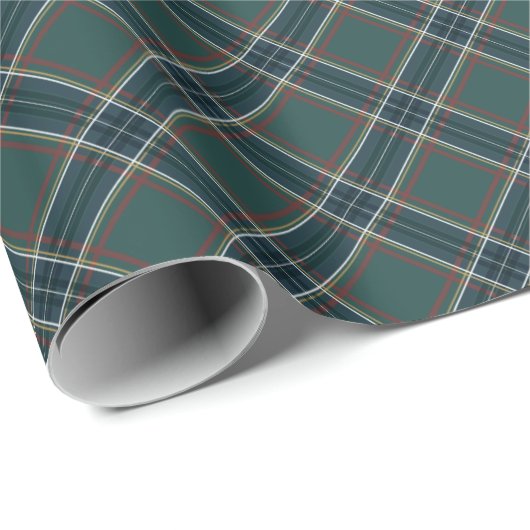 Papier Cadeau Plaid de vacances classique vert foncé Noël (Coin rond)