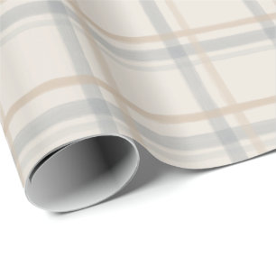 Papier Cadeau Plaid de vitre côtier en bleu brume et sable