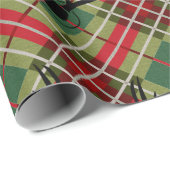 Papier Cadeau Plaid Deer Antler (Coin rond)