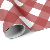 Papier Cadeau Plaid diagonal de Buffalo rouge et blanc (Coin rond)