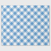 Papier Cadeau Plaid diagonale bleu clair et blanc de buffle (Plat)