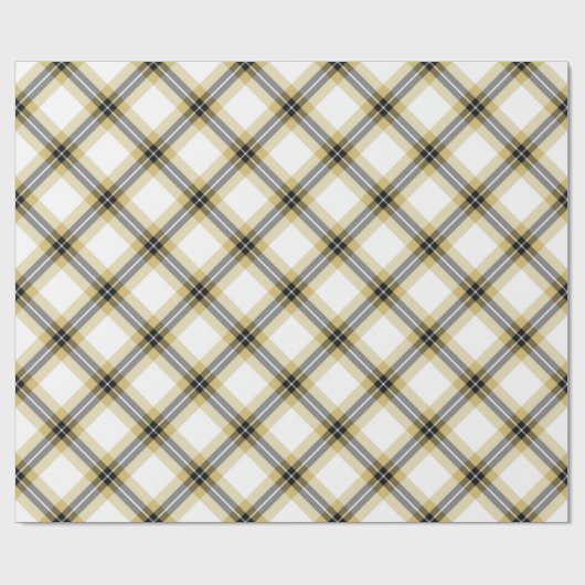 Papier Cadeau Plaid en or et noir (Plat)