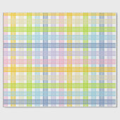 Papier Cadeau Plaid en pastel d'arc-en-ciel (Plat)