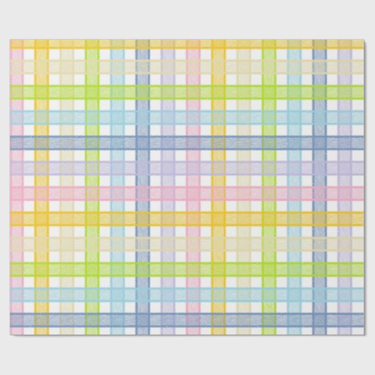 Papier Cadeau Plaid en pastel d'arc-en-ciel (Plat)