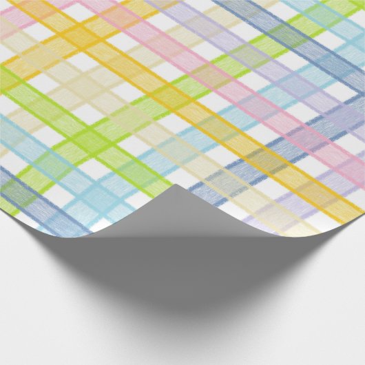 Papier Cadeau Plaid en pastel d'arc-en-ciel (Coin)