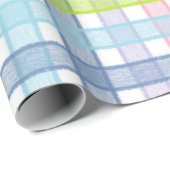 Papier Cadeau Plaid en pastel d'arc-en-ciel (Coin rond)
