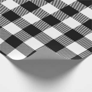 Papier Cadeau Plaid enorme blanc et noir de Noël de Buffalo de