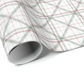 Papier Cadeau Plaid géométrique minimaliste de Noël blanc (Coin rond)