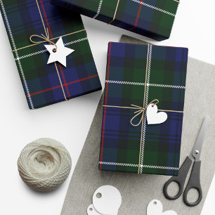 Papier Cadeau Plaid Green Christmas Elegant Rustic Tartan