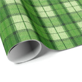 Papier Cadeau Plaid Green et blanc Flannelle Look Pays (Coin rond)