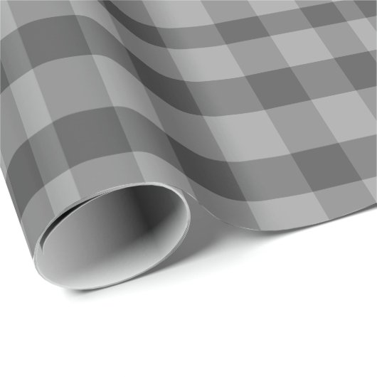 Papier Cadeau Plaid gris noir et blanc (Coin rond)