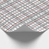 Papier Cadeau Plaid Happy Celebration Grey Argent Rouge Plaid (Coin)