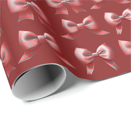 Papier Cadeau Plaid Holiday Bow Gift Wrapping Paper (Coin rond)