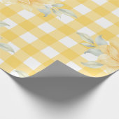 Papier Cadeau Plaid Jaune, Fleurs (Coin)