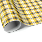 Papier Cadeau Plaid jaune, noir et blanc (Coin rond)