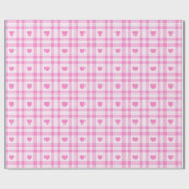 Papier Cadeau Plaid Modern Pink Heart Collection (Plat)