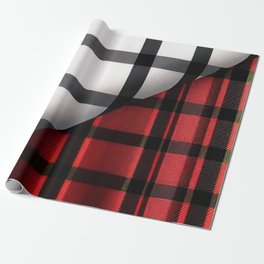 Papier Cadeau Plaid Moderne Abstraite Rouge Noir Plaid Collectio (Déroulé)