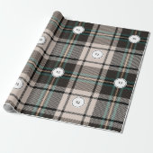Papier Cadeau Plaid Monogram Classic Christmas Wrapping Paper (Déroulé)