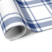 Papier Cadeau Plaid naval bleu et blanc (Coin rond)
