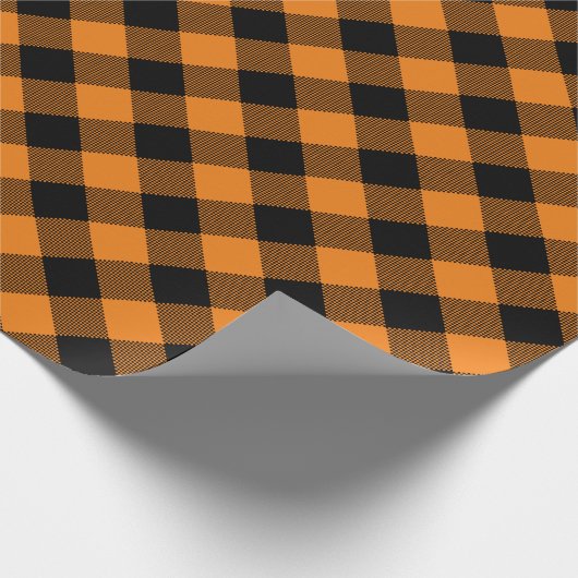 Papier Cadeau Plaid noir orange | Buffalo Checks Motif (Coin)