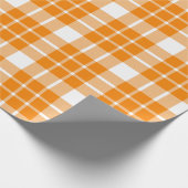 Papier Cadeau Plaid orange et blanc|Grand Motif| (Coin)