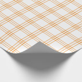 Papier Cadeau Plaid Orange moderne|Grand Motif| Papier à envelop (Coin)