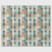 Papier Cadeau Plaid pastel en rose jaune et vert minty (Plat)