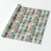 Papier Cadeau Plaid pastel en rose jaune et vert minty (Déroulé)