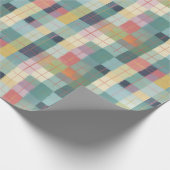 Papier Cadeau Plaid pastel en rose jaune et vert minty (Coin)
