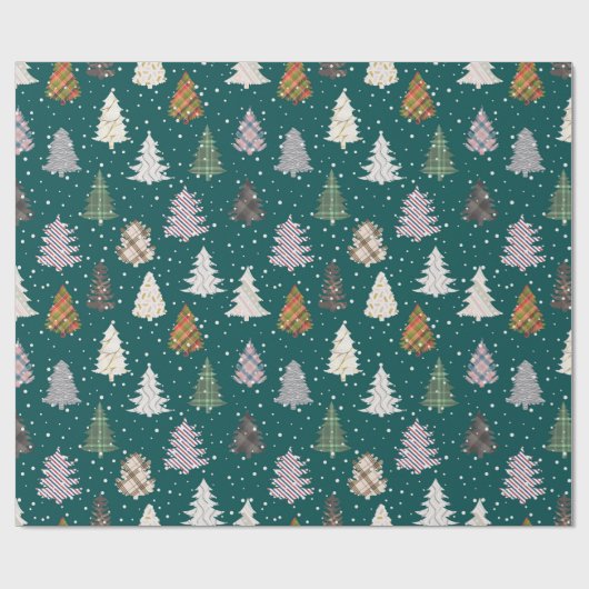 Papier Cadeau Plaid Patternes Motif de Noël en vert (Plat)
