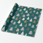 Papier Cadeau Plaid Patternes Motif de Noël en vert (Déroulé)