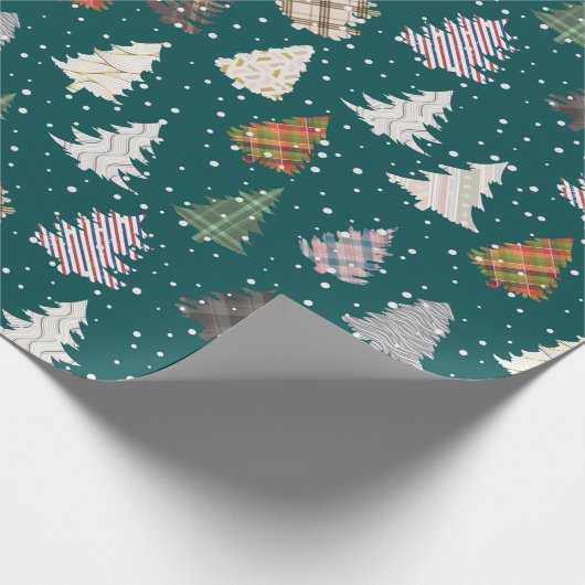 Papier Cadeau Plaid Patternes Motif de Noël en vert (Coin)