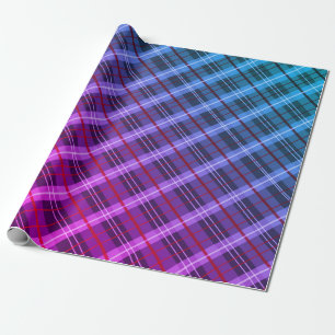 Papier Cadeau Plaid personnalisé bleu et violet