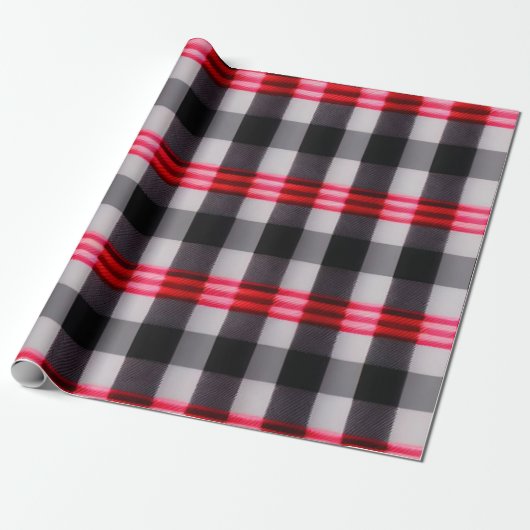 Papier Cadeau Plaid Populaire Abstrait Rouge Noir Plaid Collecti (Déroulé)