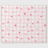 Papier Cadeau Plaid rose aux coeurs Baby shower Saint-Valentin (Plat)