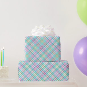 Papier Cadeau Plaid rose et aqua