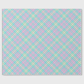 Papier Cadeau Plaid rose et aqua (Plat)