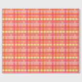 Papier Cadeau Plaid rose et orange (Plat)