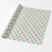 Papier Cadeau Plaid rose et vert (Déroulé)